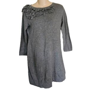 Alfani Gray Petal Loop ¾ Sleeve Tunic Sweater Top Size Women's Small